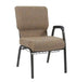 Chivari Tan Fabric Church Chair with Left Arm Cut Away Back 20.5" on Gold Vein Frame  CH20TGV-L-ZF-T