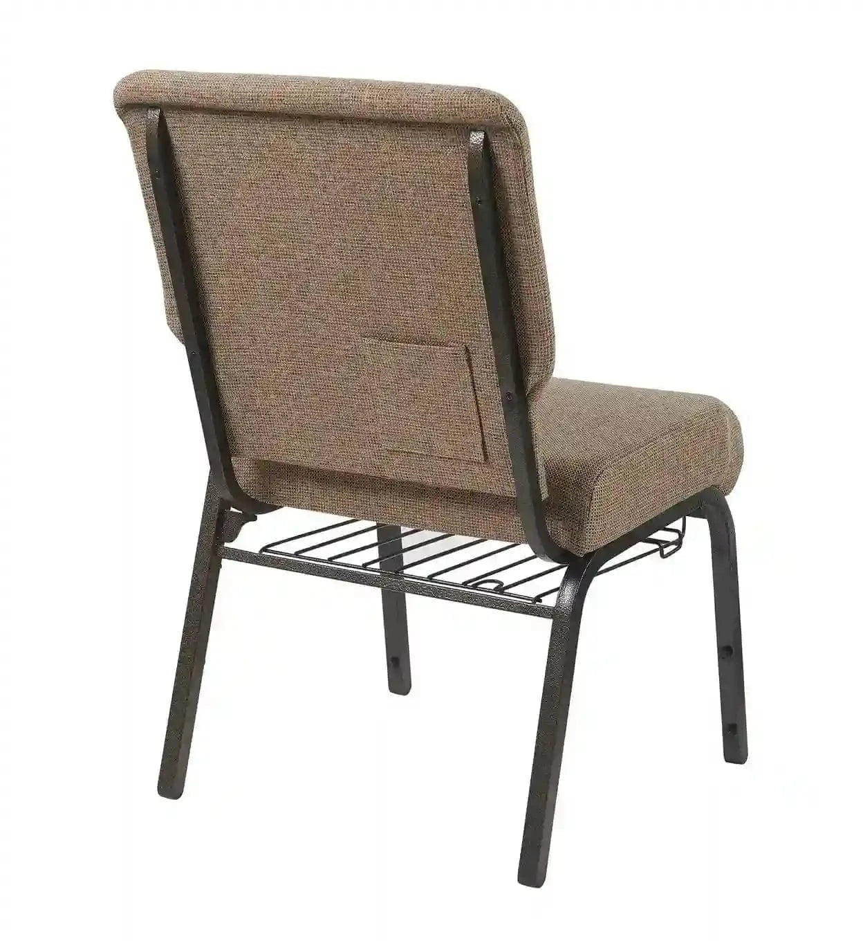 Chivari Tan Fabric Church Chair with Left Arm Cut Away Back 20.5" on Gold Vein Frame  CH20TGV-L-ZF-T
