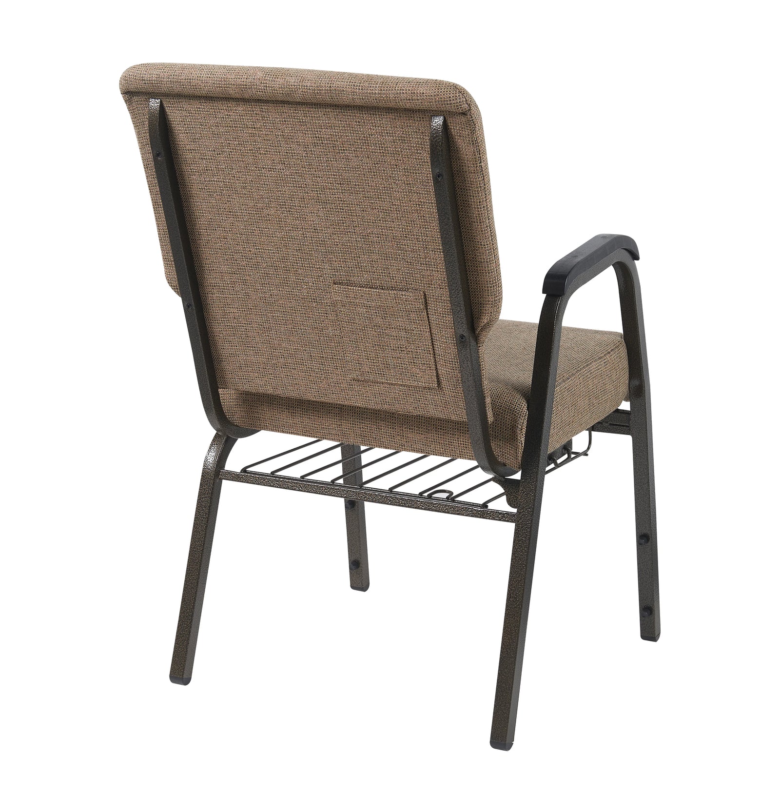 Tan Fabric Church Chair with Right Arm Cut Away Back 20.5