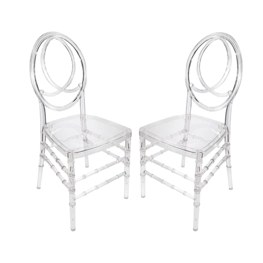Chivari Clear Resin Infinity Chair - 2 Pack - Some Assembly Required CIRC2-U-ZG-T-2