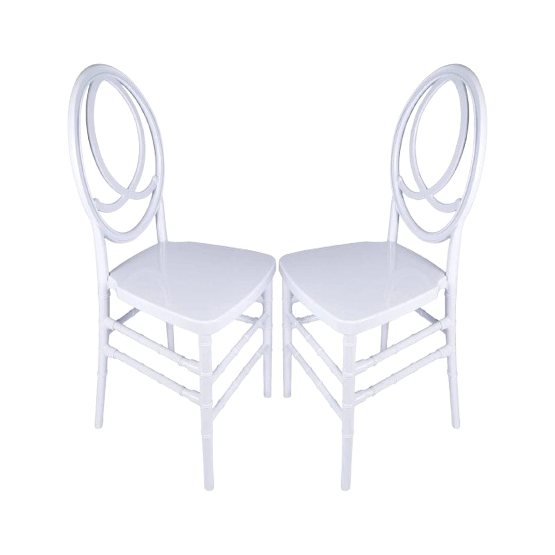 Chivari White ToughResin Infinity Chair - 2 Pack - Some Assembly Required CIRW2-U-ZG-T-2