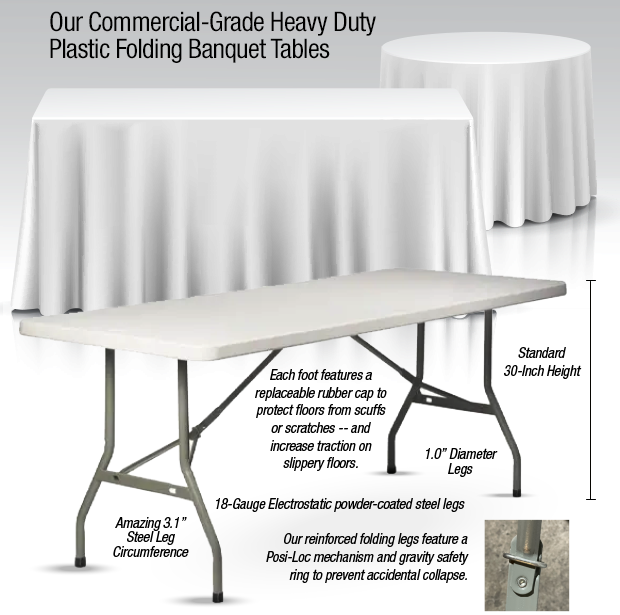 6 Foot (72"x30") Rectangle Heavy Duty Plastic Folding Table