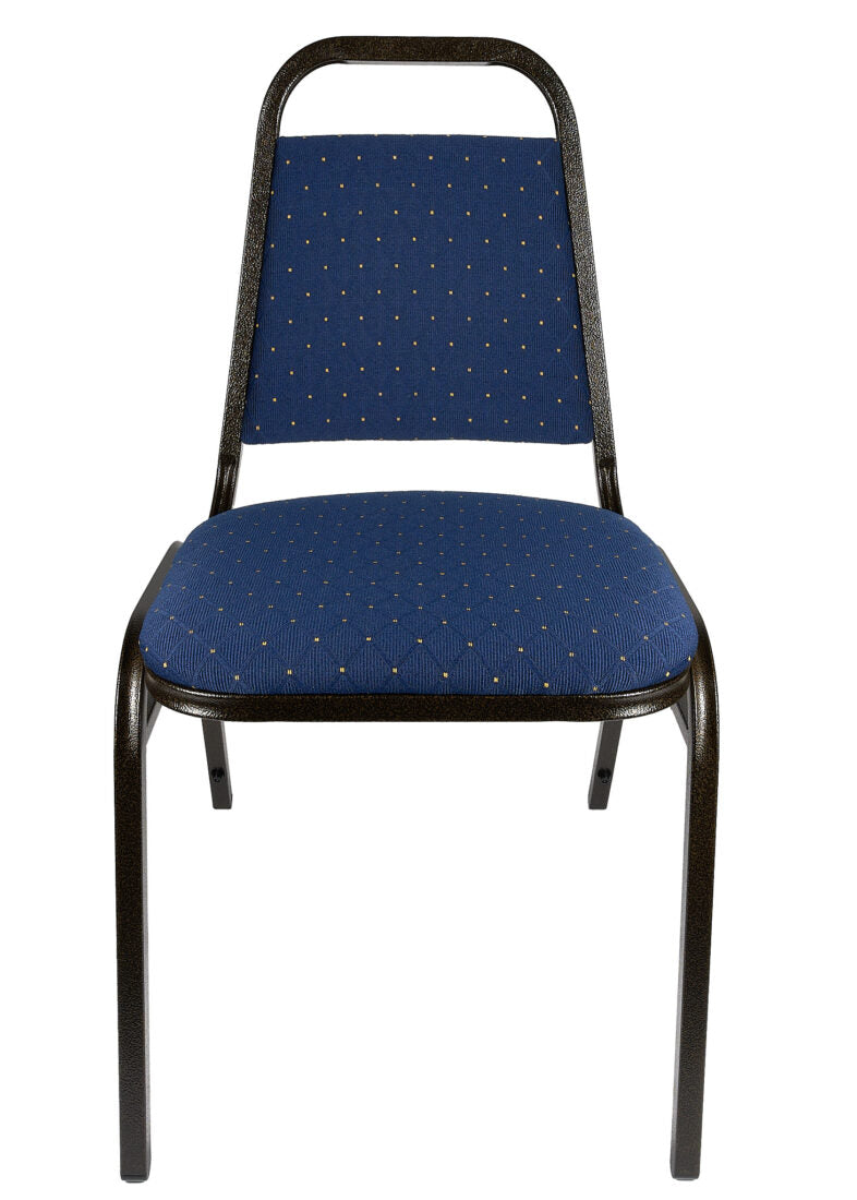 Banquet Chair – Trapezoid | Navy Blue Fabric with Gold Dots on Gold Vein Frame CQTFBLU-ZF-T