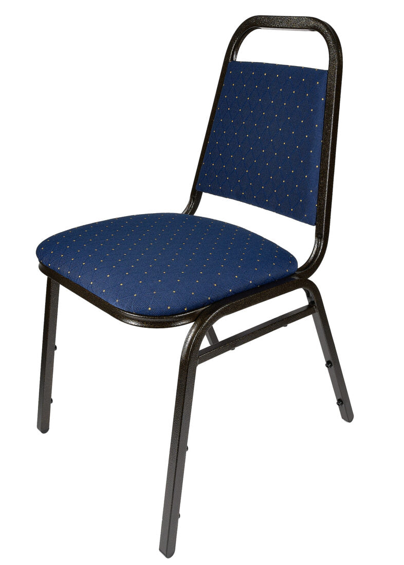 Banquet Chair – Trapezoid | Navy Blue Fabric with Gold Dots on Gold Vein Frame CQTFBLU-ZF-T