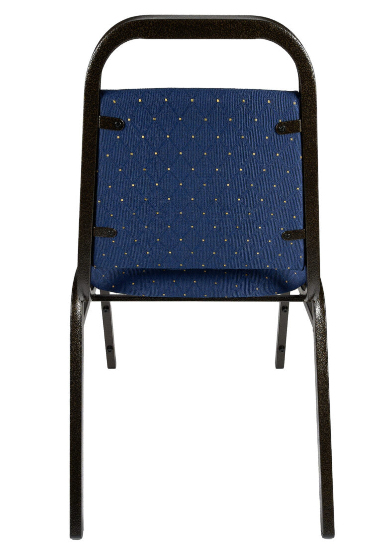 Banquet Chair – Trapezoid | Navy Blue Fabric with Gold Dots on Gold Vein Frame CQTFBLU-ZF-T