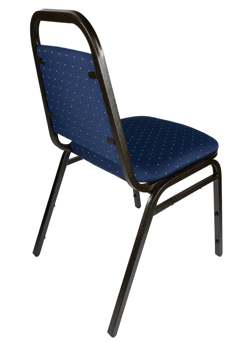 Banquet Chair – Trapezoid | Navy Blue Fabric with Gold Dots on Gold Vein Frame CQTFBLU-ZF-T