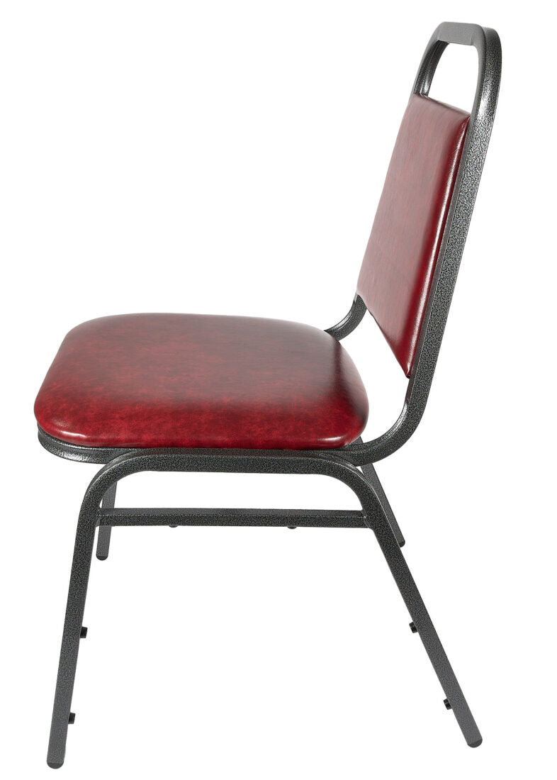 Banquet Chair – Trapezoid | Burgundy Vinyl on Silver Vein Frame CQTVBU-ZF-T