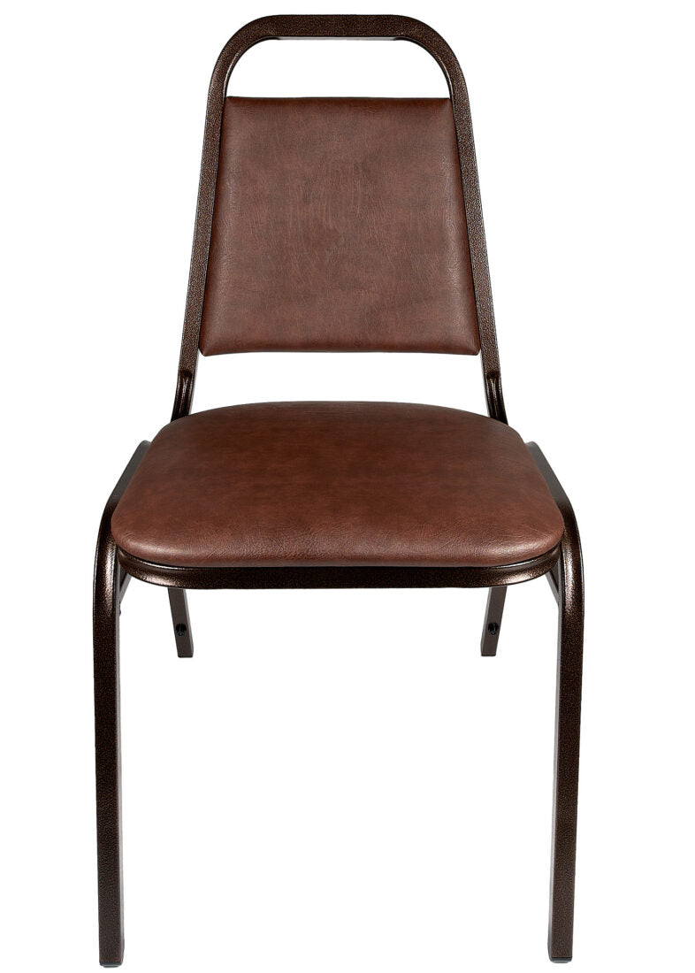 Banquet Chair – Trapezoid | Brown Vinyl on Copper Vein Frame | 32 Inches Height CQTVBR-ZF-T