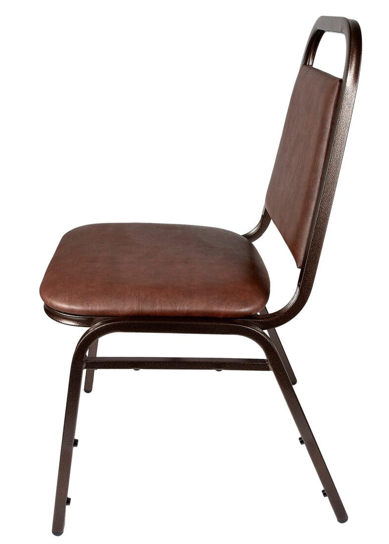 Banquet Chair – Trapezoid | Brown Vinyl on Copper Vein Frame | 32 Inches Height CQTVBR-ZF-T