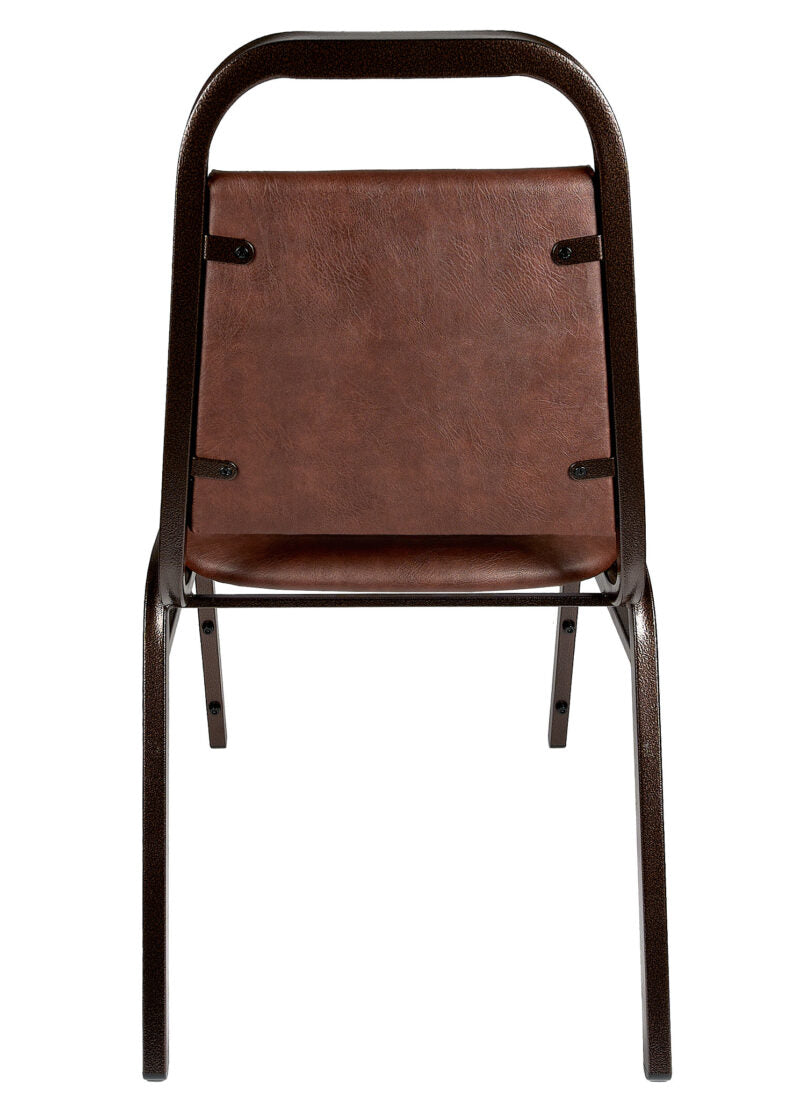 Banquet Chair – Trapezoid | Brown Vinyl on Copper Vein Frame | 32 Inches Height CQTVBR-ZF-T