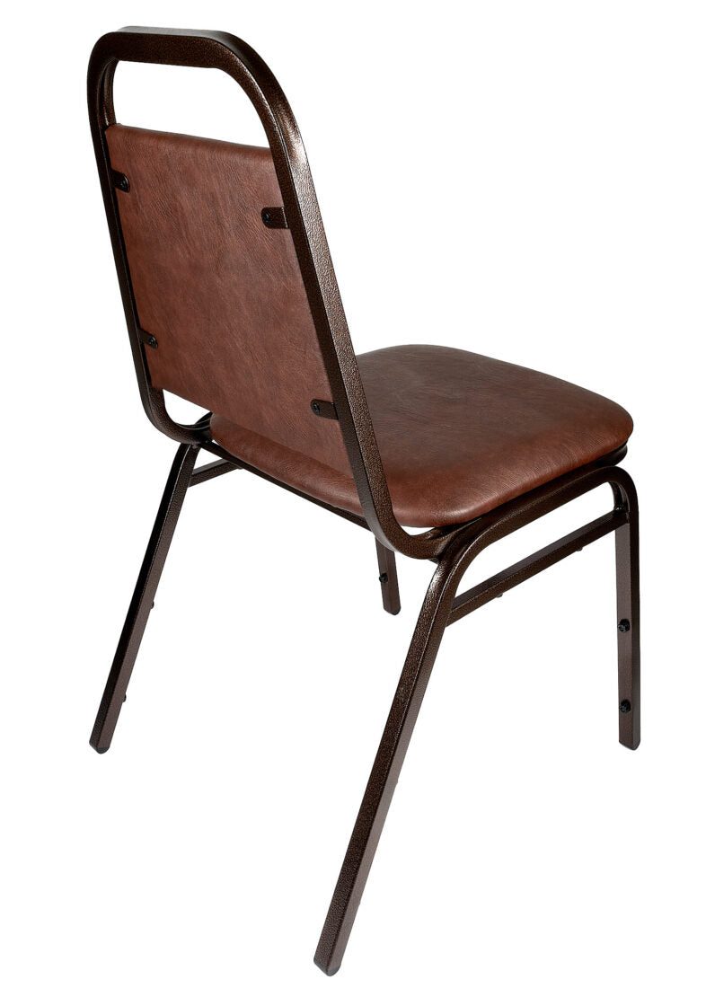 Banquet Chair – Trapezoid | Brown Vinyl on Copper Vein Frame | 32 Inches Height CQTVBR-ZF-T