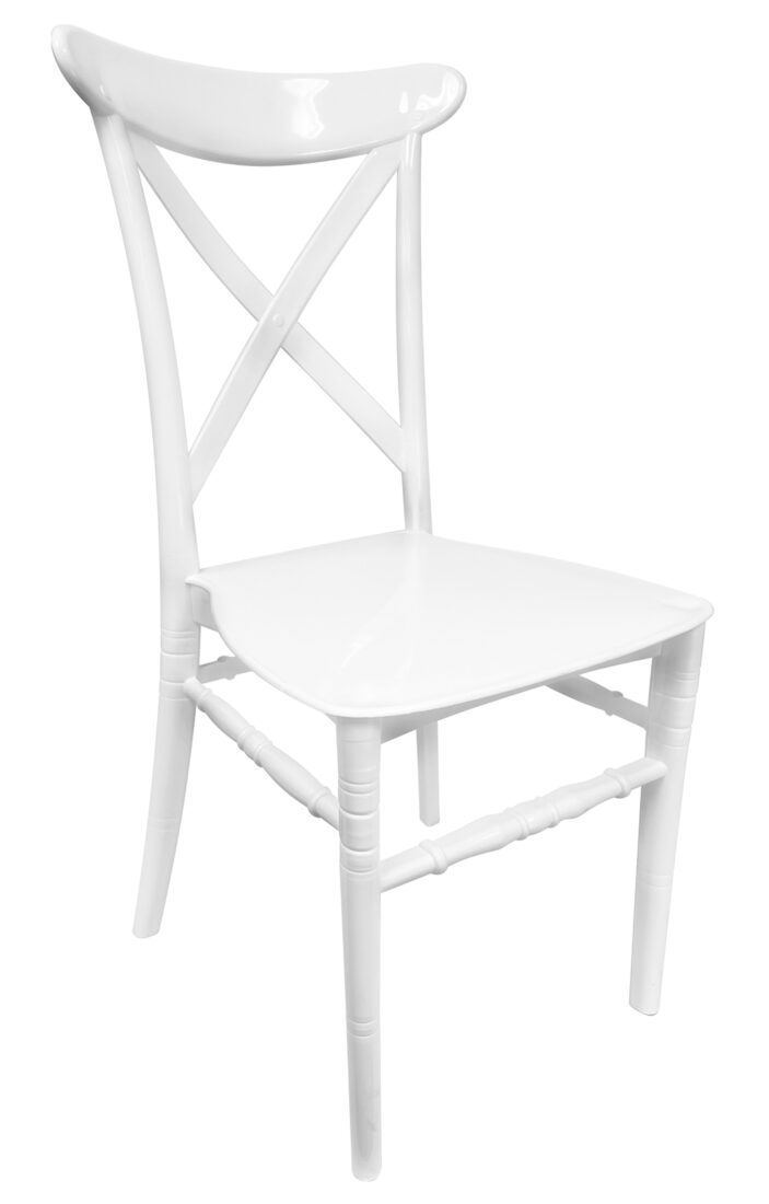 Chair Crossback BasicResin™ - White, Waterproof, Indoor and Outdoor NEW STYLE by Chivari Right 45 CXPW-v22-SG-T