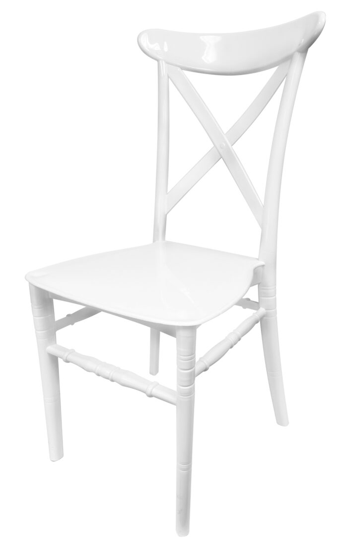 Chair Crossback BasicResin™ - White, Waterproof, Indoor and Outdoor NEW STYLE by Chivari Left CXPW-v22-SG-T