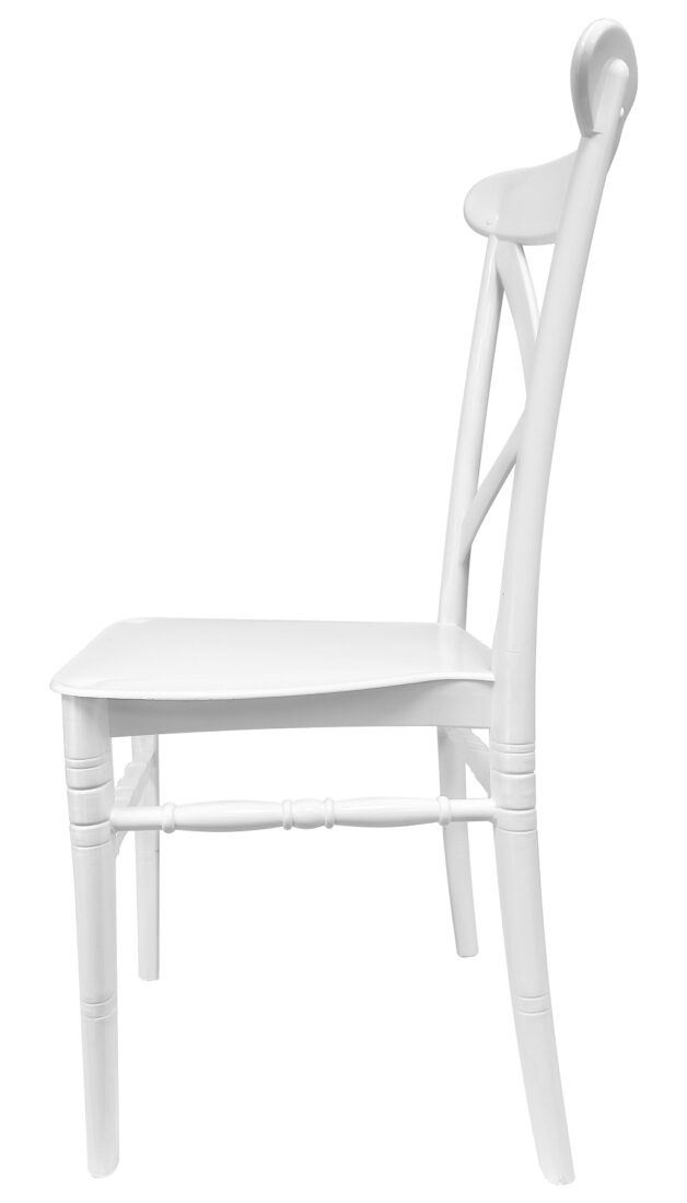 Chair Crossback BasicResin™ - White, Waterproof, Indoor and Outdoor NEW STYLE by Chivari Side CXPW-v22-SG-T