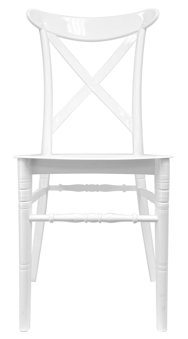 Chair Crossback BasicResin™ - White, Waterproof, Indoor and Outdoor NEW STYLE by Chivari Front CXPW-v22-SG-T