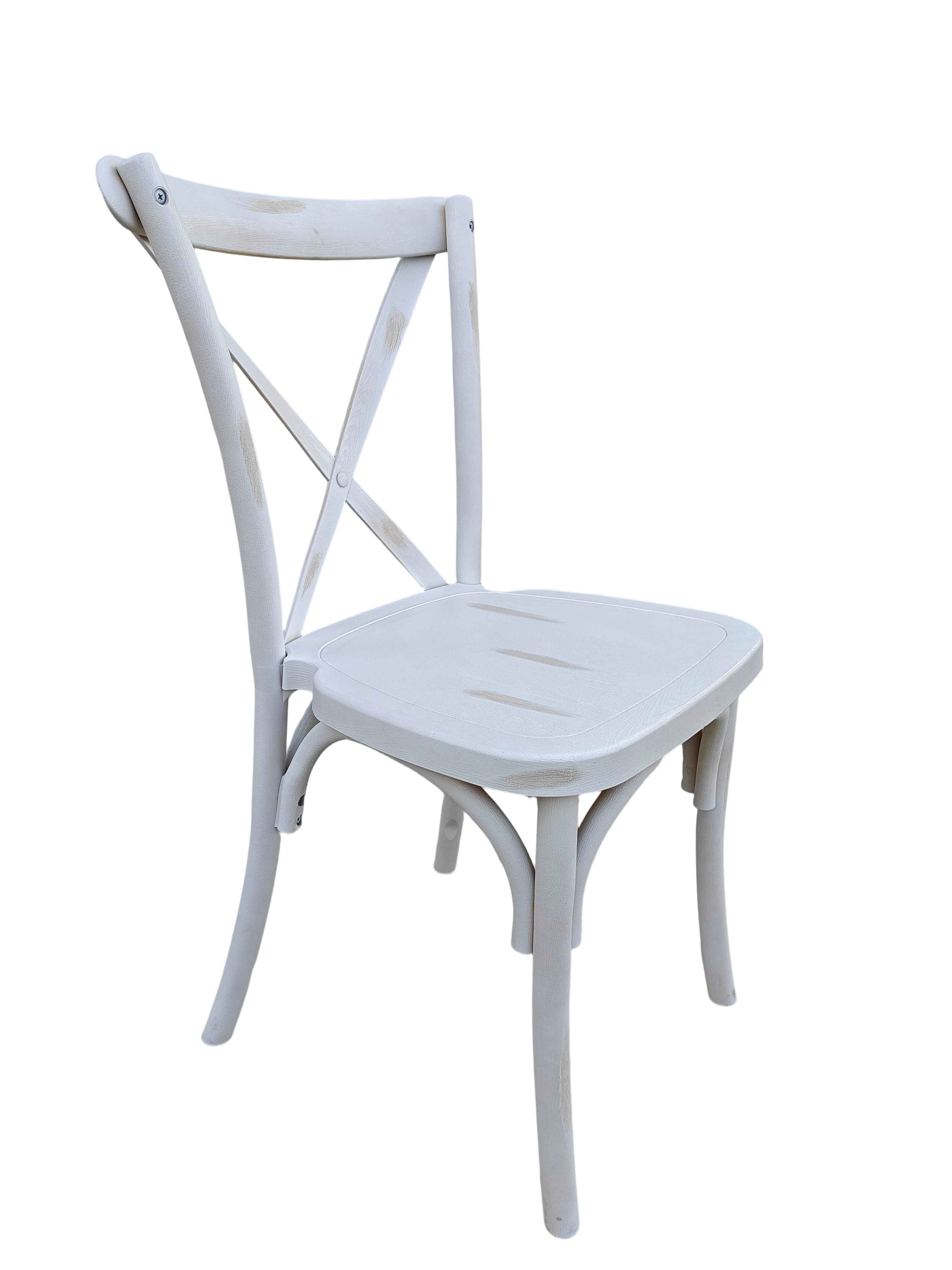 White Distressed Steel Skeleton™ Cross Back Chair