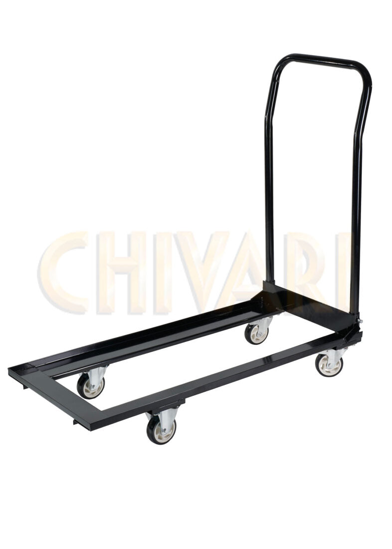 Steel Folding Chair Cart by Chivari, for Poly & Resin Folding Chairs CART100-AX-T Left