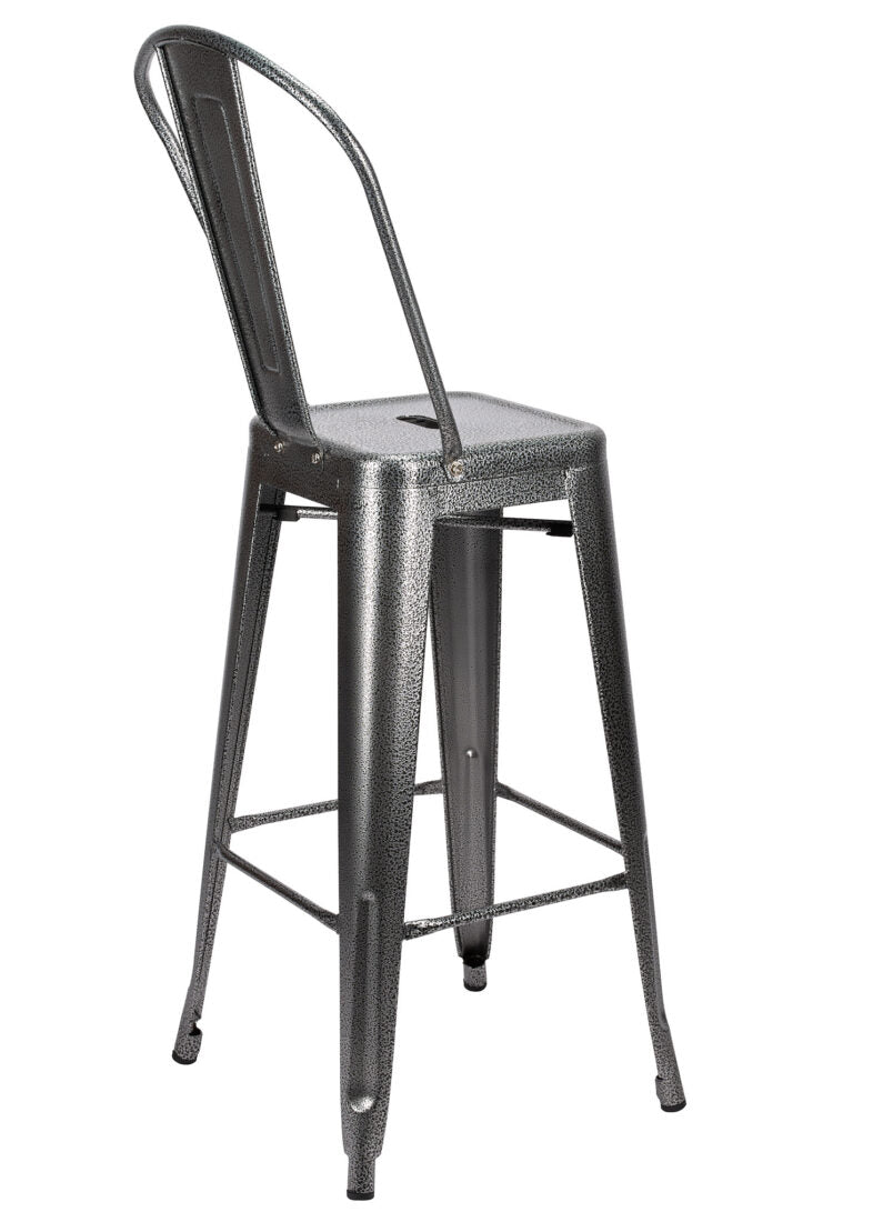 Charcoal Hi Gloss Steelix Tolix Style Metal Barstool with Back 7 BTBMCH-AX-T