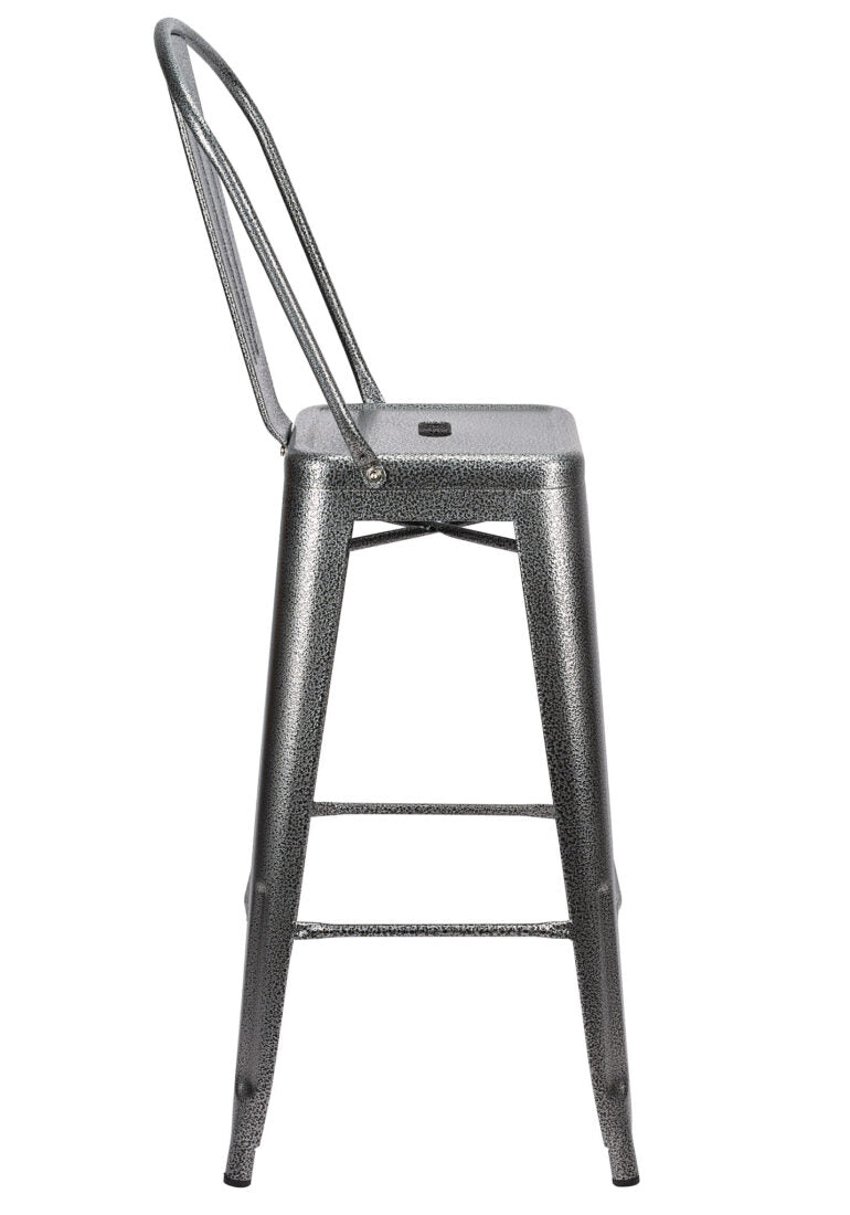 Charcoal Hi Gloss Steelix Tolix Style Metal Barstool with Back 8 BTBMCH-AX-T