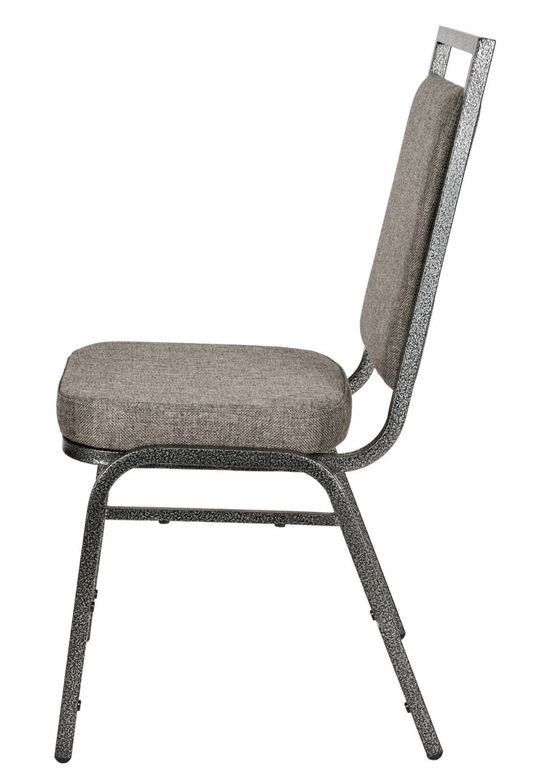 Charcoal Grey Fabric on Silver Vein Frame Square Back Banquet Chair by Chivari