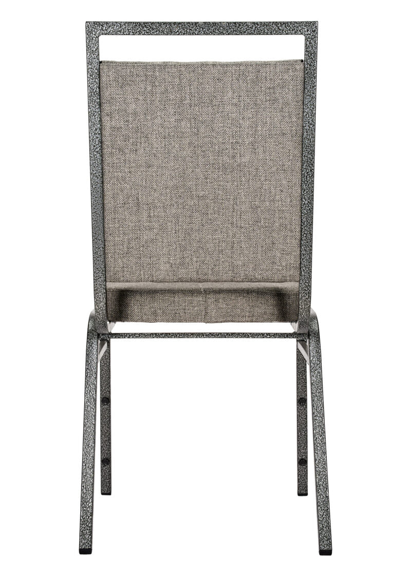 Charcoal Grey Fabric on Silver Vein Frame Square Back Banquet Chair by Chivari