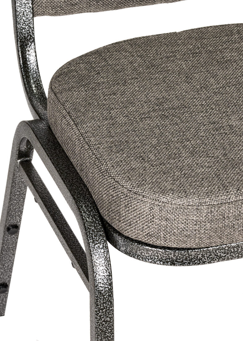 Charcoal Grey Fabric on Silver Vein Frame Square Back Banquet Chair by Chivari