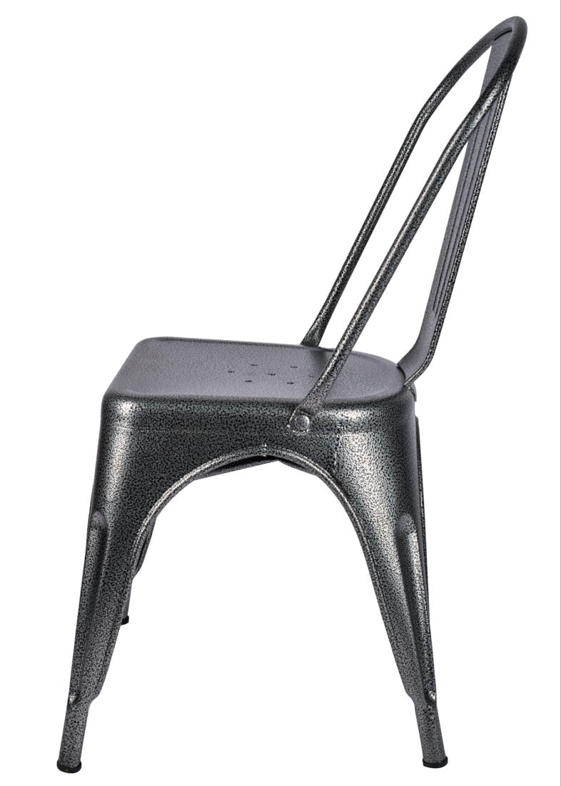 Charcoal Grey Hi Gloss Steelix Tolix Style Metal Restaurant Chair - Ships Fully Assembled CTMCH-AX-T