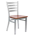 Chivari Ladder Back Restaurant Chair with Silver Frame and Cherry Wood Seat CLMSWCW-ZF-KT
