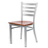 Chivari Ladder Back Restaurant Chair with Silver Frame and Cherry Wood Seat CLMSWCW-ZF-KT