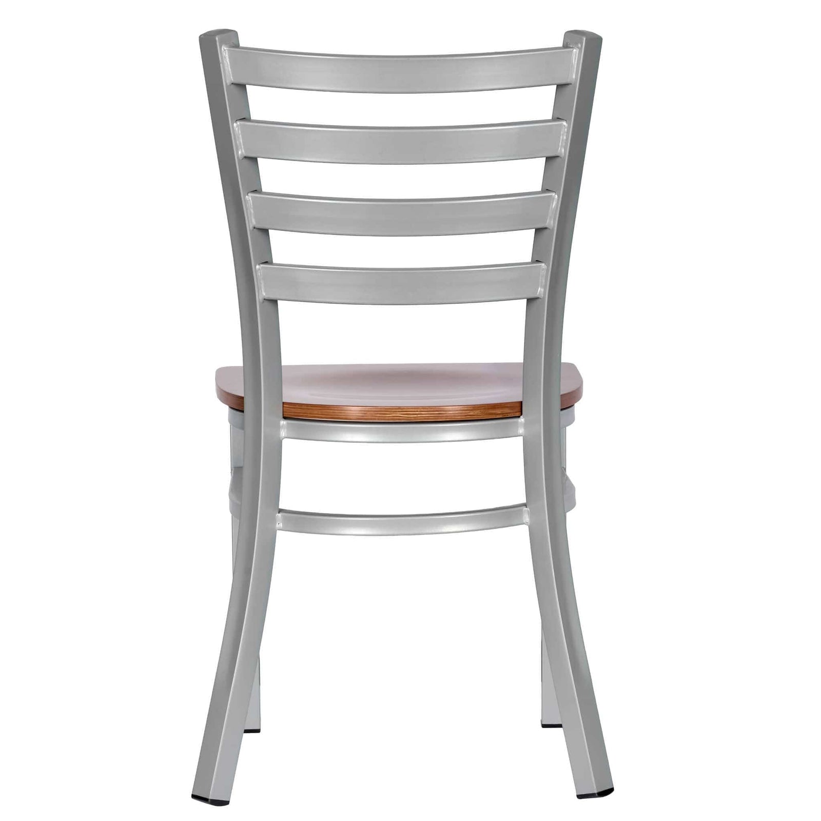 Chivari Ladder Back Restaurant Chair with Silver Frame and Cherry Wood Seat CLMSWCW-ZF-KT