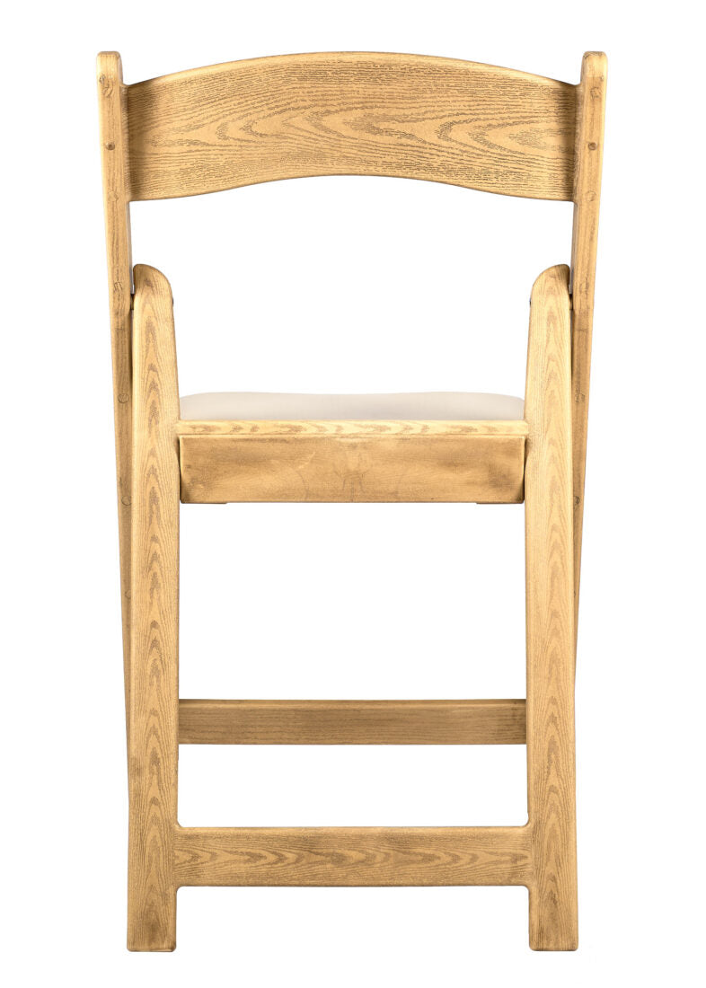 Natural Resin WoodGrain Folding Chair with Tan Cushion CFRNB-I-AX-T