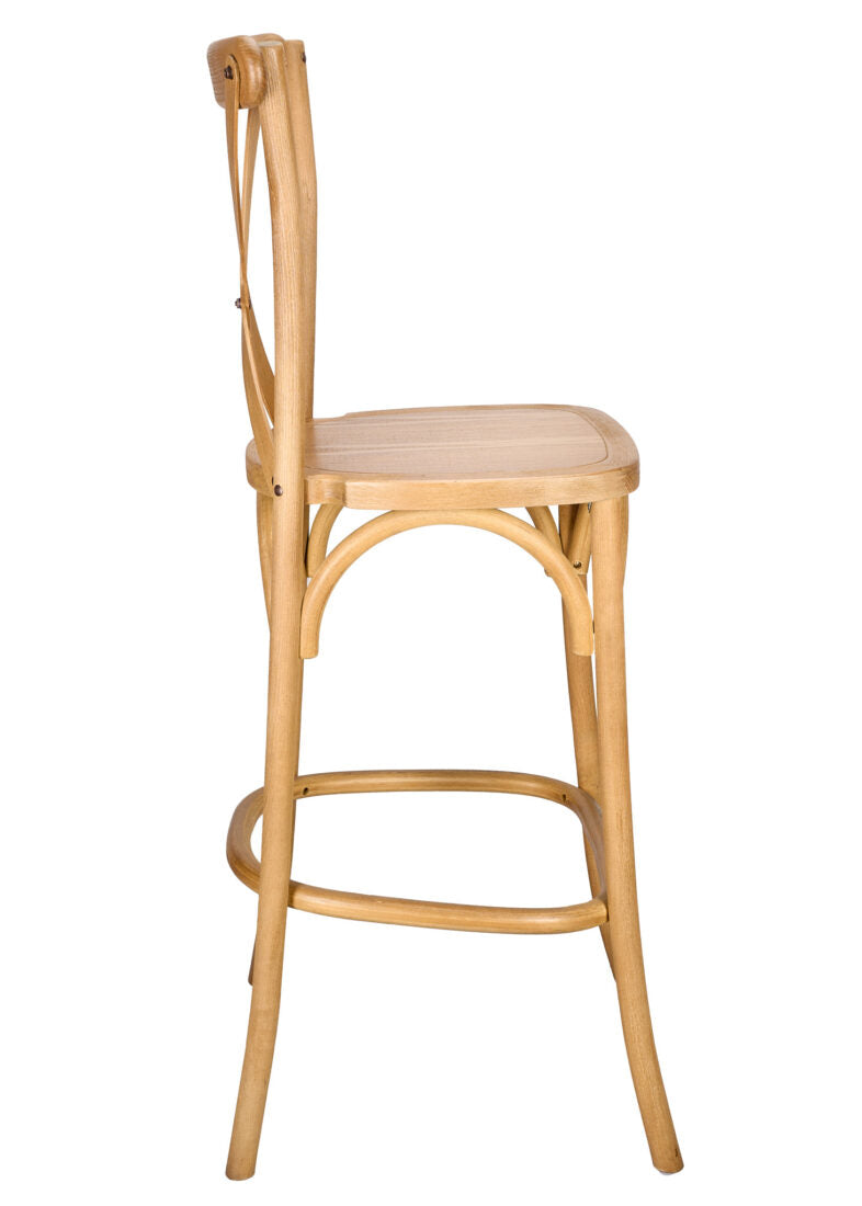 Chestnut Wood Cross Back Barstool BXWC-ZG-T