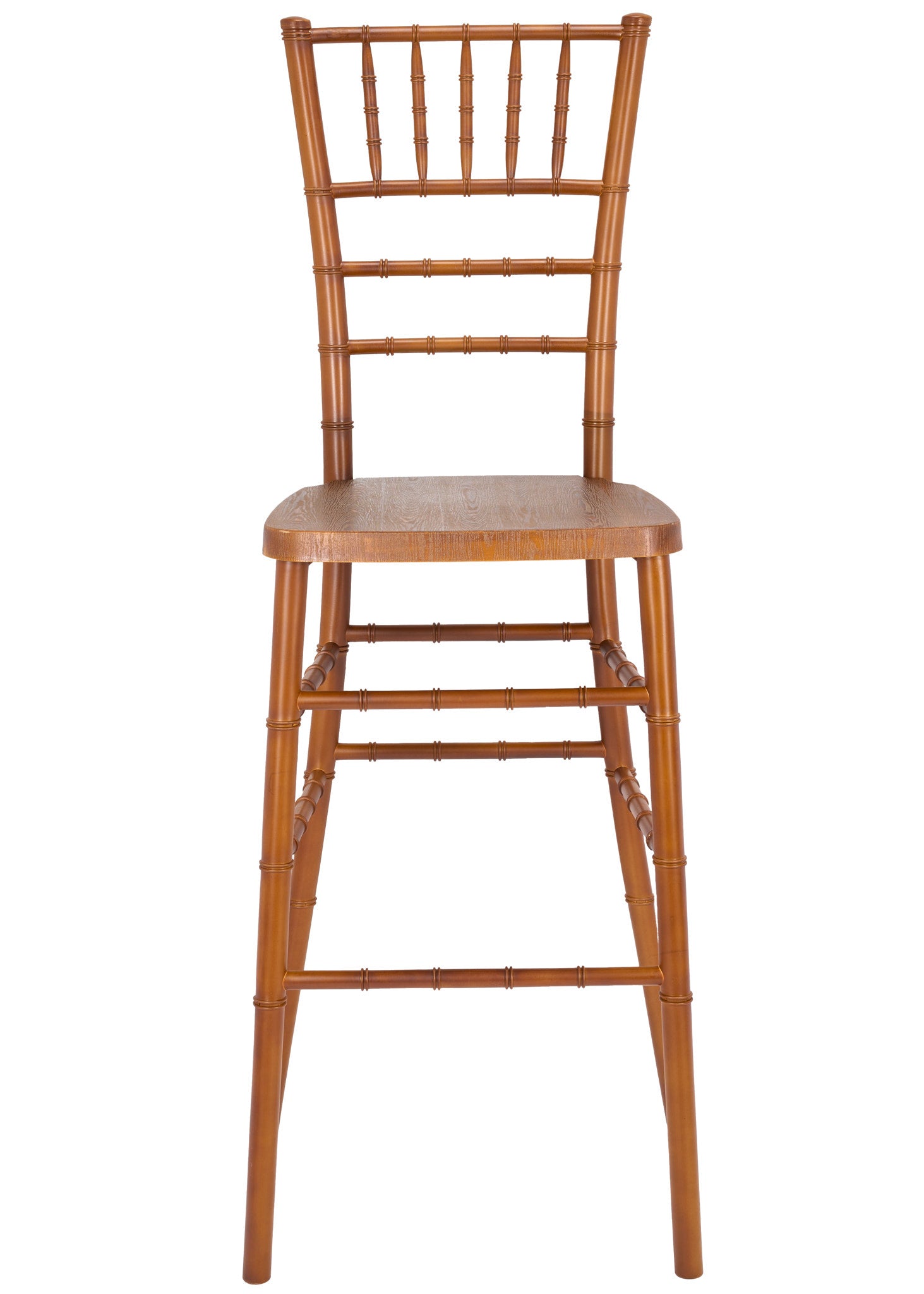 Chestnut with Brushed Wood Look Resin Steel Skeleton™ Chiavari Barstool