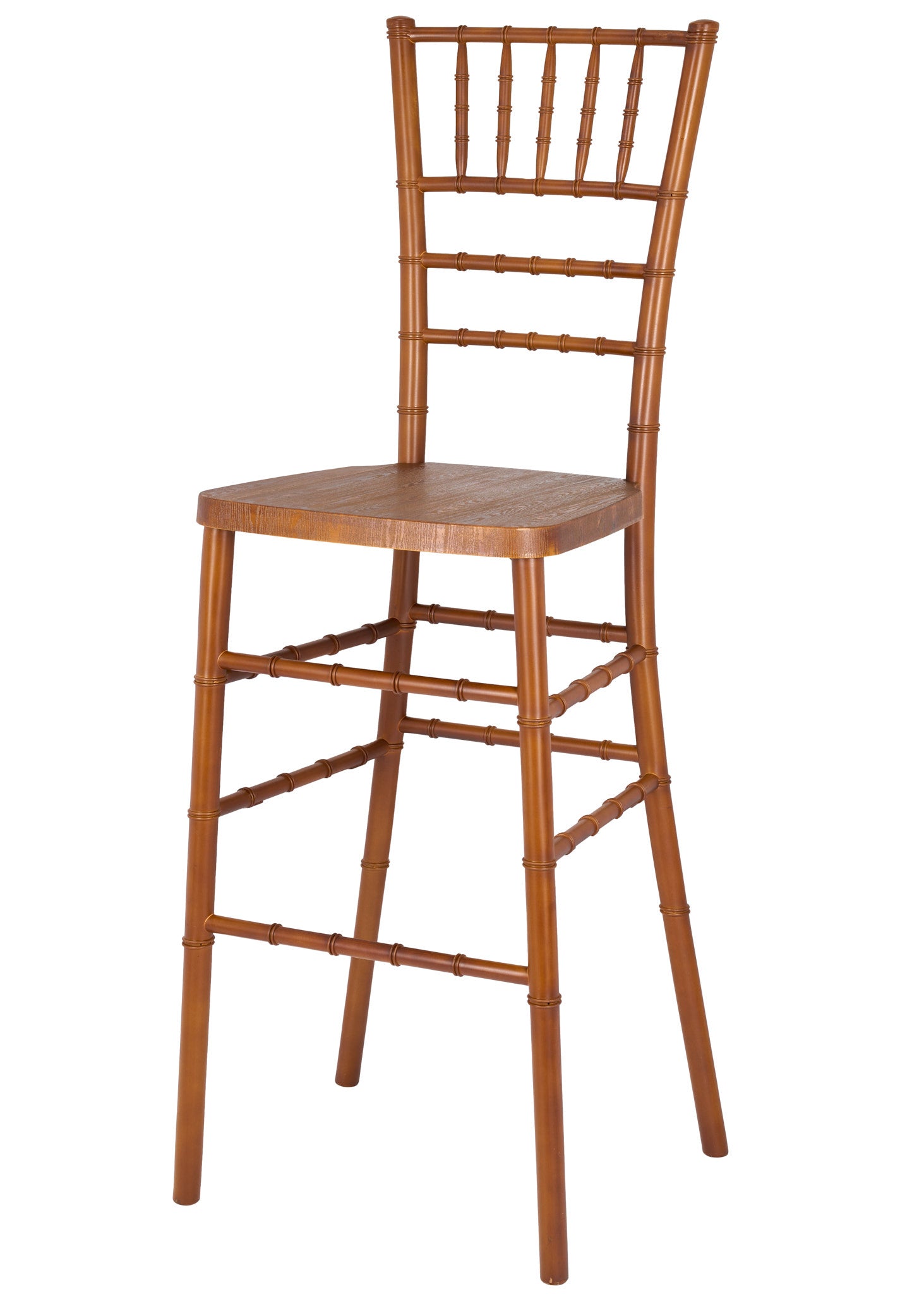 Chestnut with Brushed Wood Look Resin Steel Skeleton™ Chiavari Barstool