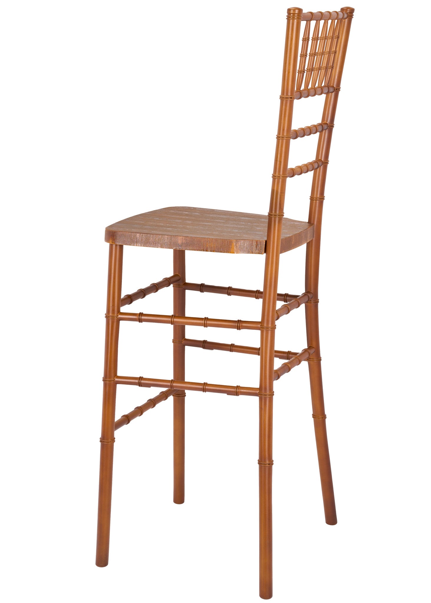 Chestnut with Brushed Wood Look Resin Steel Skeleton™ Chiavari Barstool