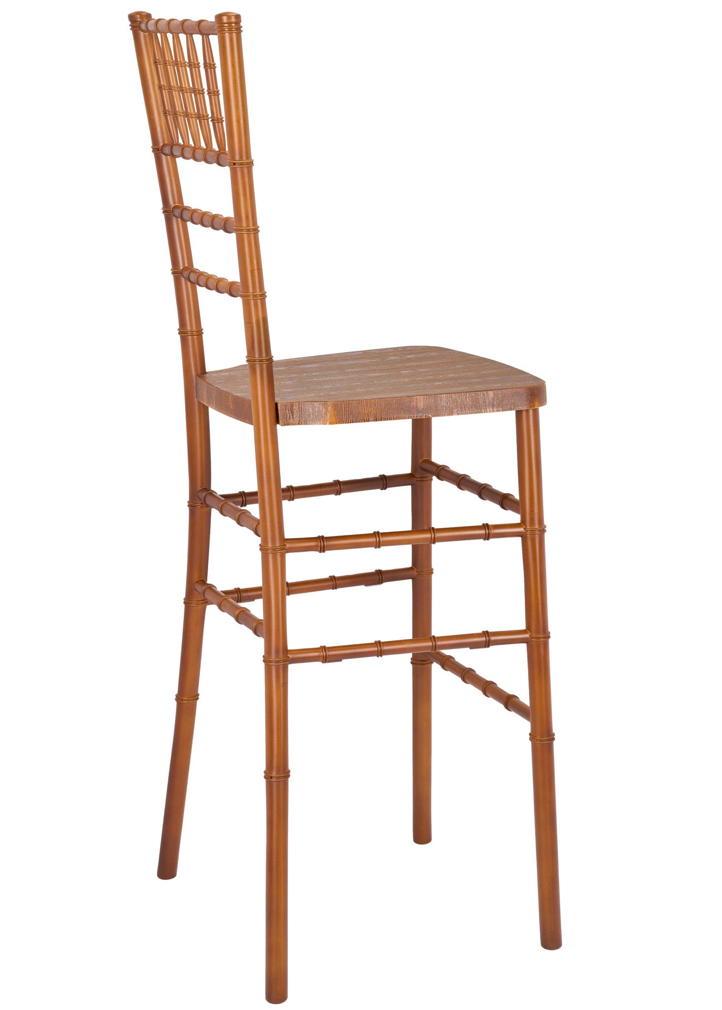 Chestnut with Brushed Wood Look Resin Steel Skeleton™ Chiavari Barstool