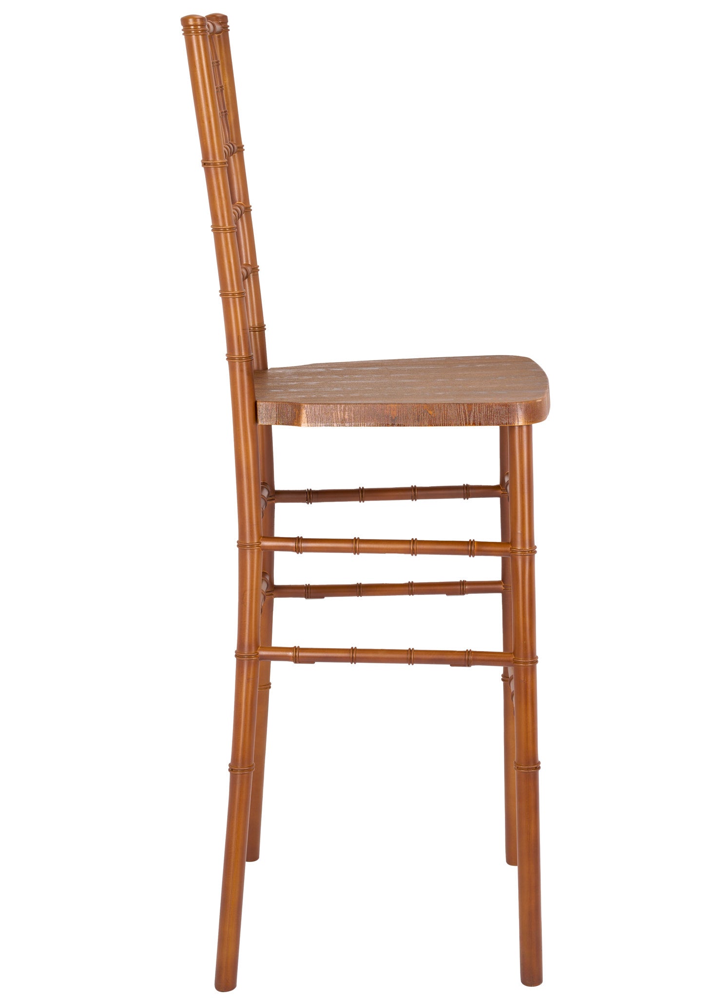 Chestnut with Brushed Wood Look Resin Steel Skeleton™ Chiavari Barstool