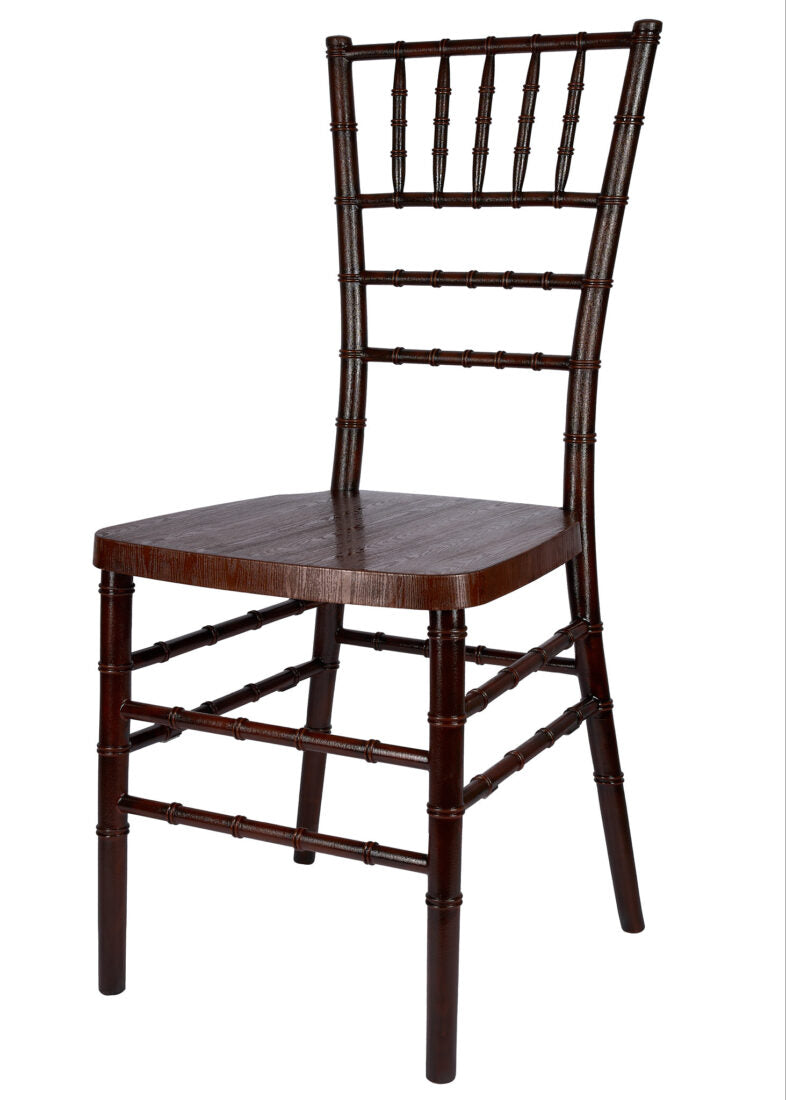 Fruitwood with Brushed WoodGrain Resin Steel Skeleton Chiavari Chair CCRFB-STEEL-AX-T