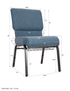 Black Fabric Church Chair with Cut-Away Back 20.5" Wide Black Steel Frame