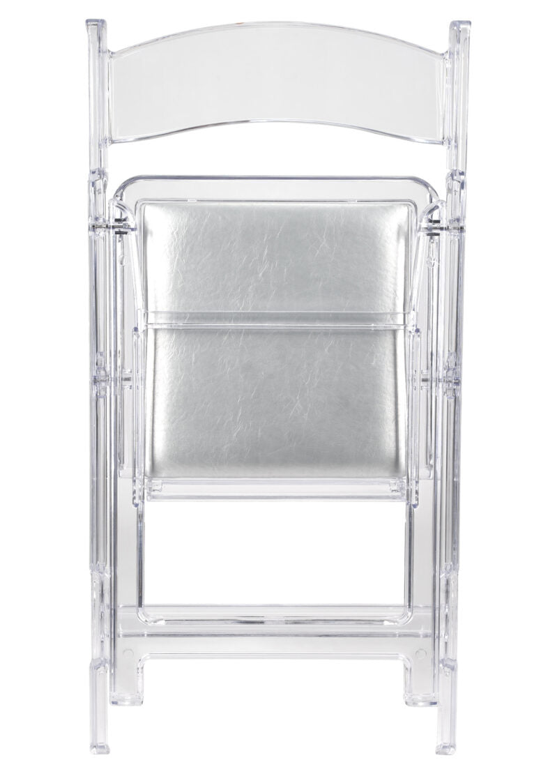 Clear with Silver Vinyl Cushion Resin Folding Chair CFRCL4-HB-T