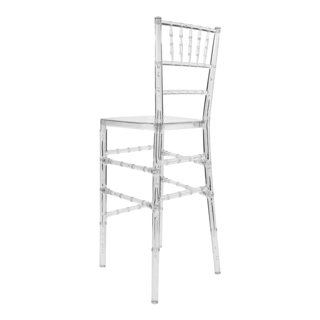 Clear Resin ProClear Unassembled Chiavari Barstool BCRC-U-ZG-T-4 Back Left