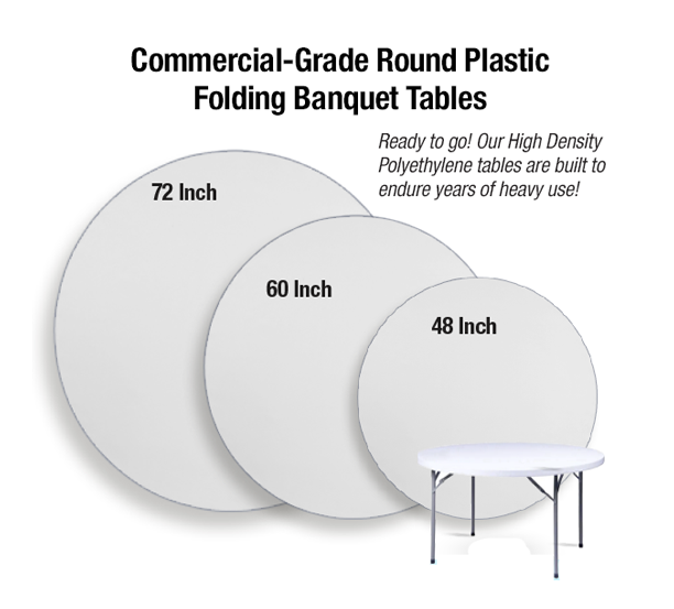 4 Foot (48") Round Heavy Duty Plastic Folding Table