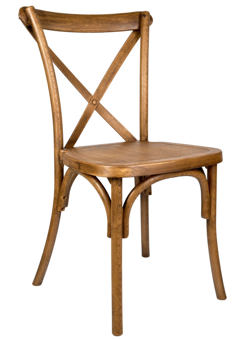 Chestnut Toughresin CrossBack Chair by Chivari CXRC-AX-T Front 45