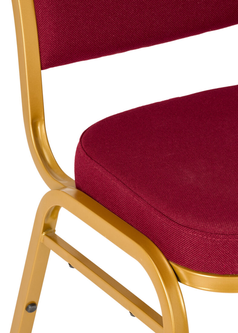 Burgundy Fabric on Gold Frame Crown Back Banquet Chair