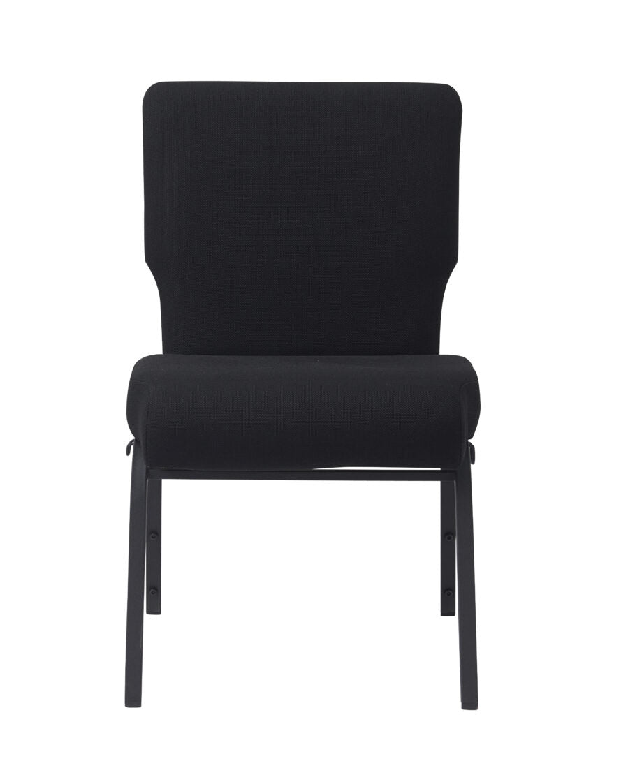 Black Fabric, Black Steel Frame, 20.5″ Wide Church Chair by Chivari CH20FBB-ZF-T