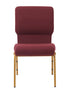 Maroon Fabric, Gold Steel Frame, 18.5" Wide Church Chair by Chivari, Cut Away Back CH18MG-ZF-T