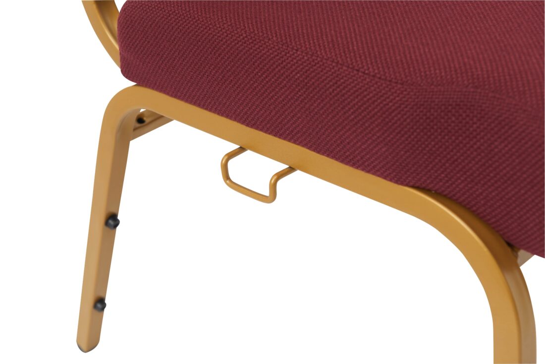 Maroon Fabric, Gold Steel Frame, 18.5" Wide Church Chair by Chivari, Cut Away Back CH18MG-ZF-T