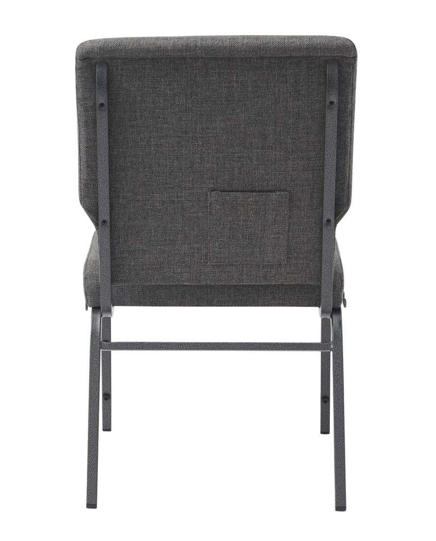 Gray Fabric, Silver Vein Steel Frame, 18.5″ Wide Church Chair by Chivari, Cut Away Back CH18GRSV-ZF-T