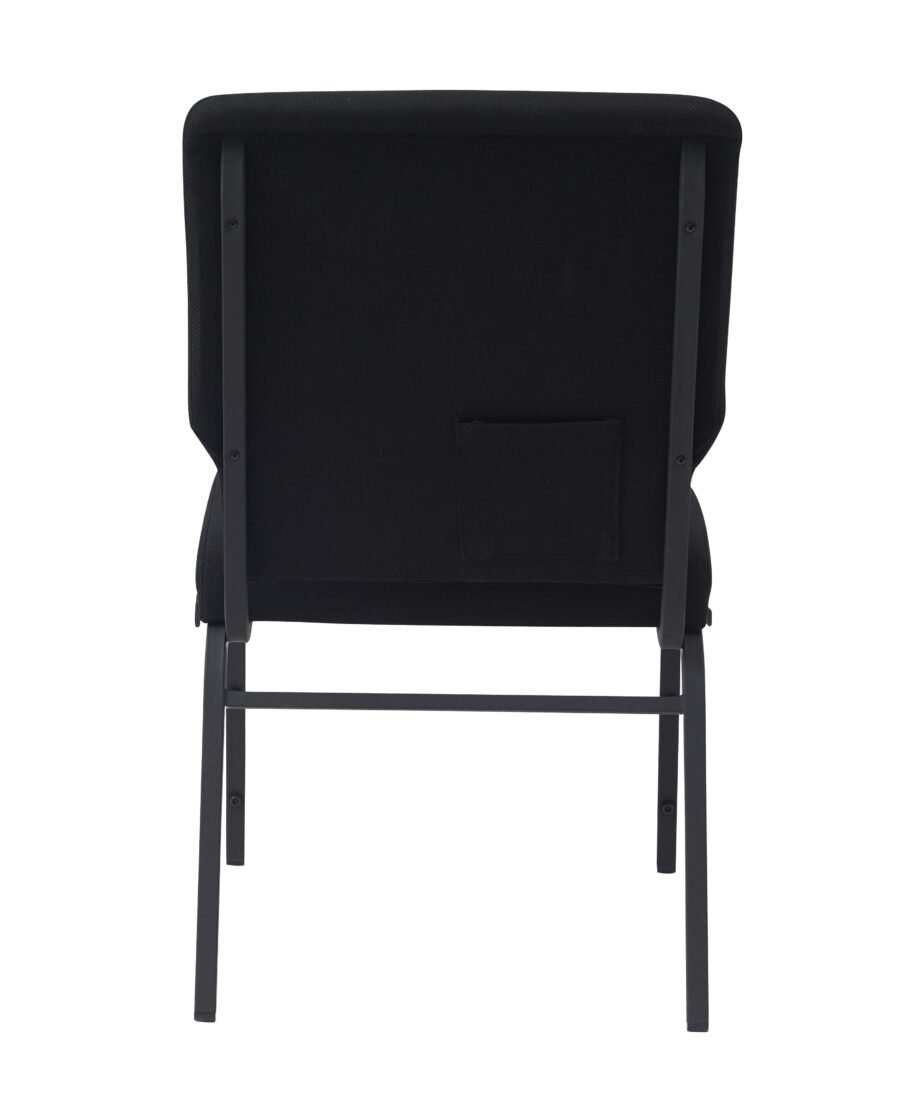 Black Fabric, Black Steel Frame, 18.5″ Wide Church Chair by Chivari, Cut Away Back CH18BB-ZF-T