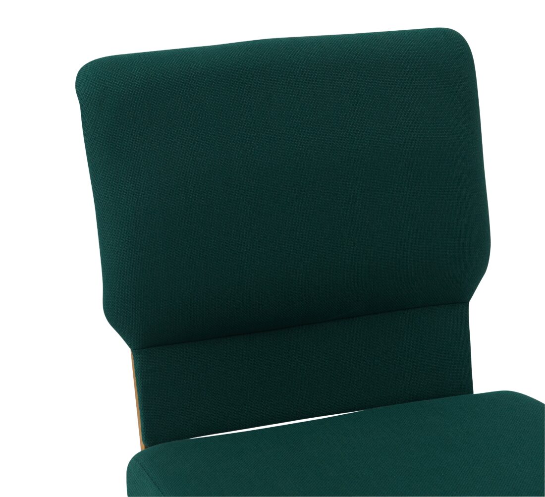 Green Fabric on Gold Frame, 20.5" Wide Seat , 4" Thick Seat with Cut Away Back and Pouch Church Chair CH20GNG-ZF-T